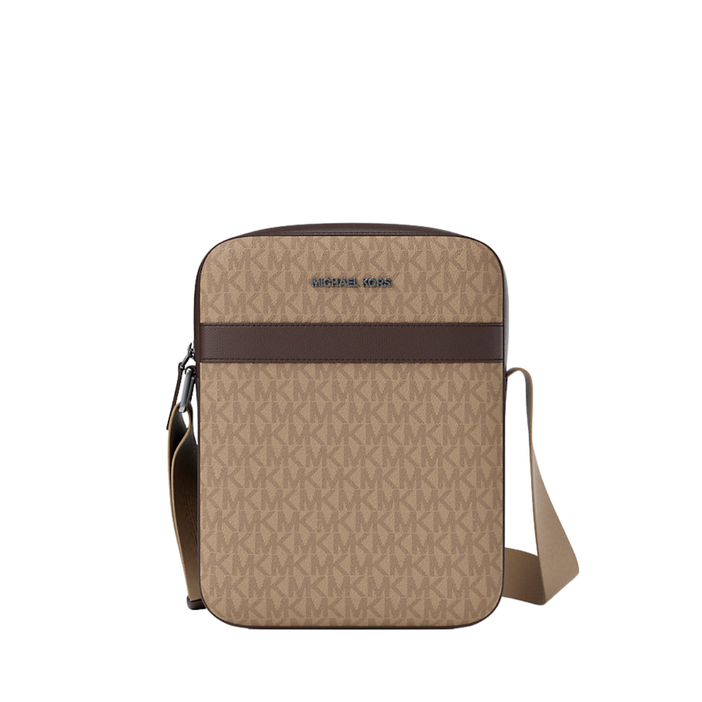 Michael Kors Cooper Signature Logo Flight Bag Camel