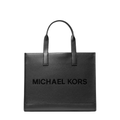Michael Kors Cooper Logo Embossed Pebbled Leather Tote Bag Black