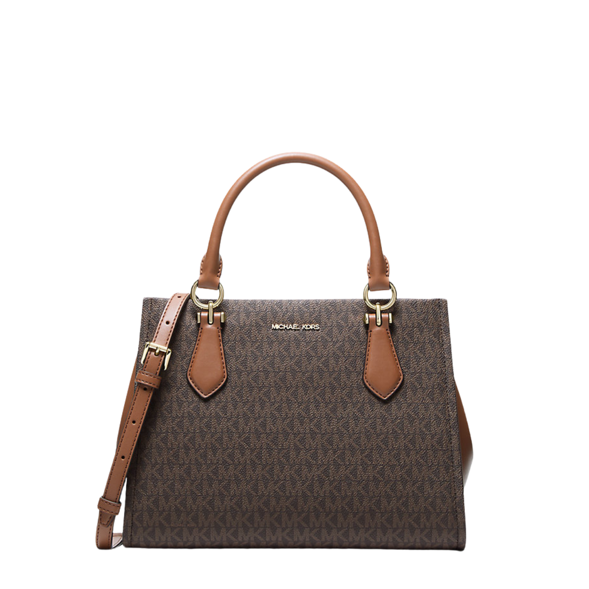 Michael Kors Marilyn Medium Signature Logo Convertible Satchel Brown