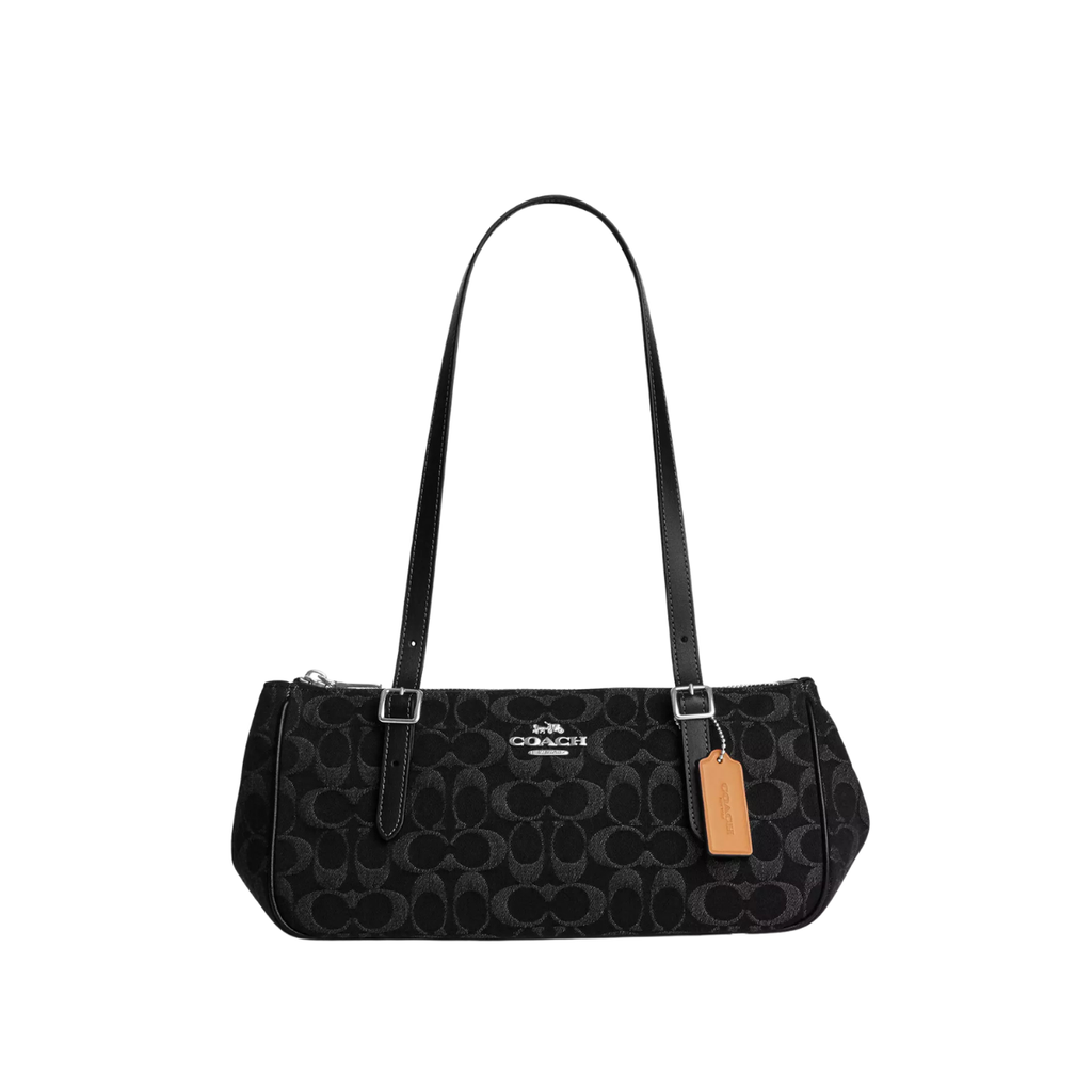 Coach Asher Shoulder Bag In Signature Denim Silver Black