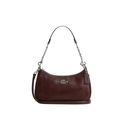 Coach Teri Shoulder Bag With Quilting Smooth Leather Silver Maple