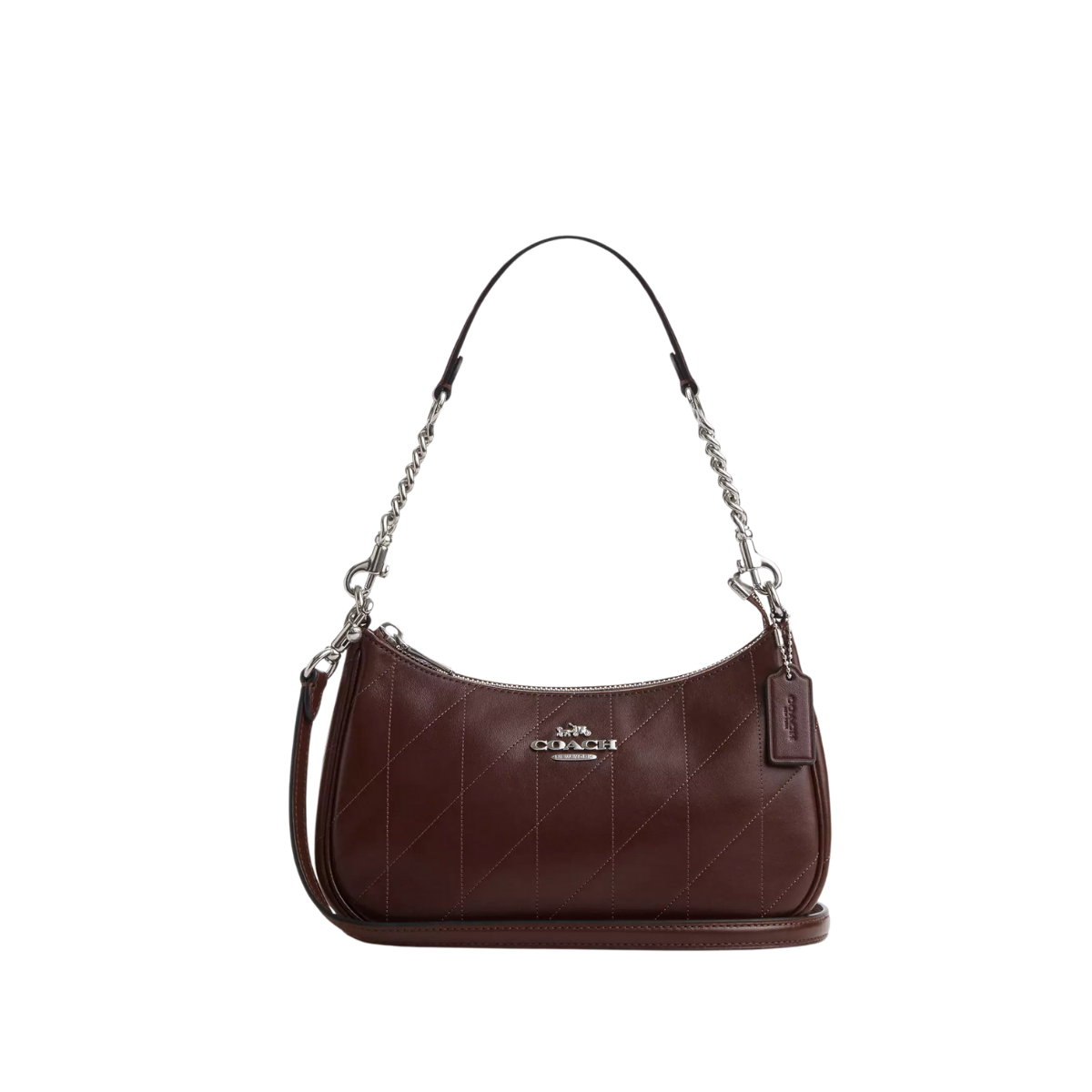 Coach Teri Shoulder Bag With Quilting Smooth Leather Silver Maple