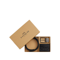 Coach Boxed Card Case And Belt Set In Signature Canvas Gunmetal Charcoal Black