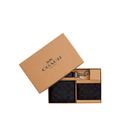 Coach Boxed 3-In-1 Wallet Gift Set In Signature Canvas Gunmetal Charcoal Black