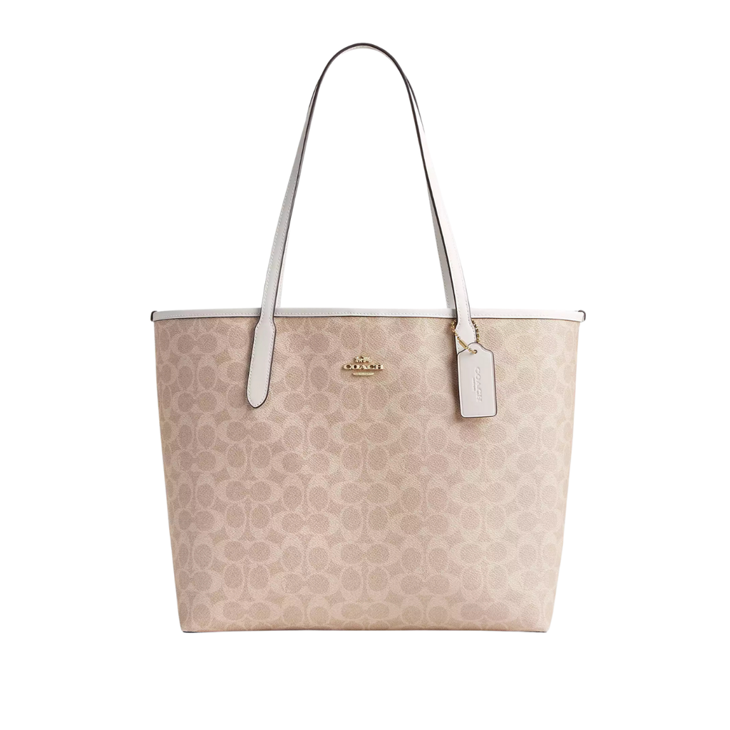Coach City Tote Bag In Signature Canvas Gold Sand Chalk
