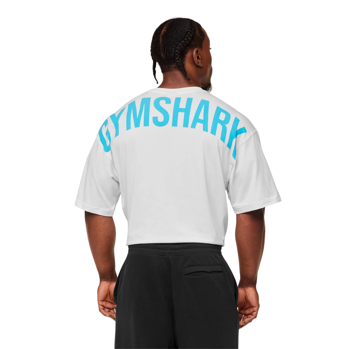 Gymshark Power T-Shirt GS White GS Brand Blue