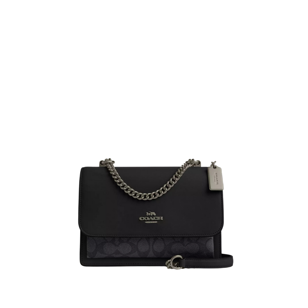 Coach Klare Crossbody Bag Signature Canvas Gunmetal Charcoal Black