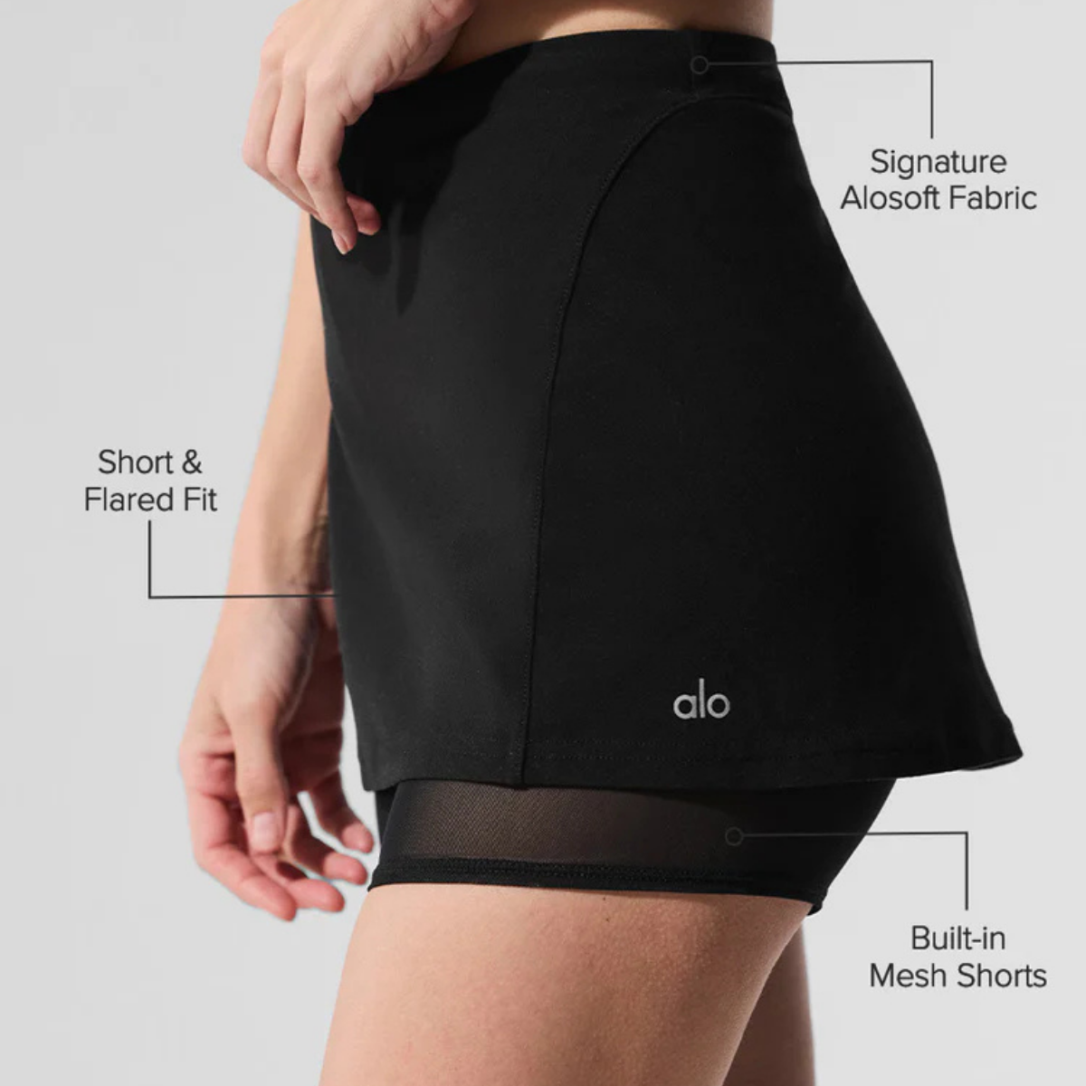 Alo Yoga Women's Alosoft Serve It Up Skirt Black