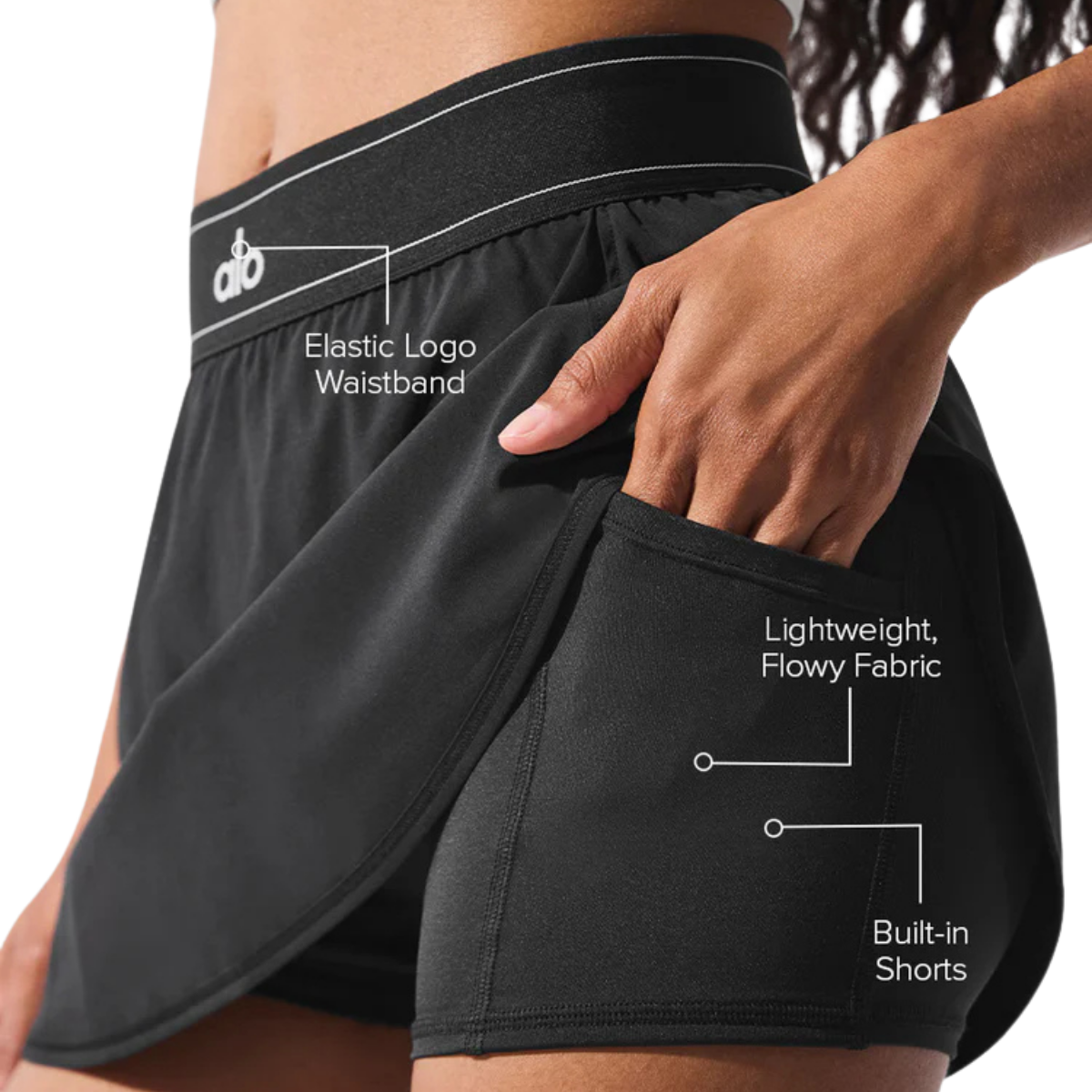 Alo Yoga Women's Match Point Tennis Skirt Black