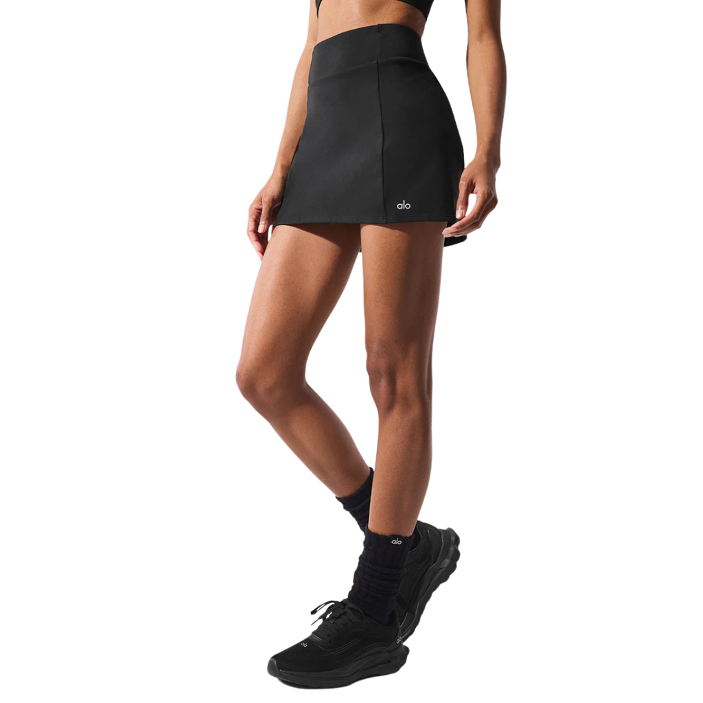 Alo Yoga Women's Airbrush High-Waist Good Form Tennis Skirt Black