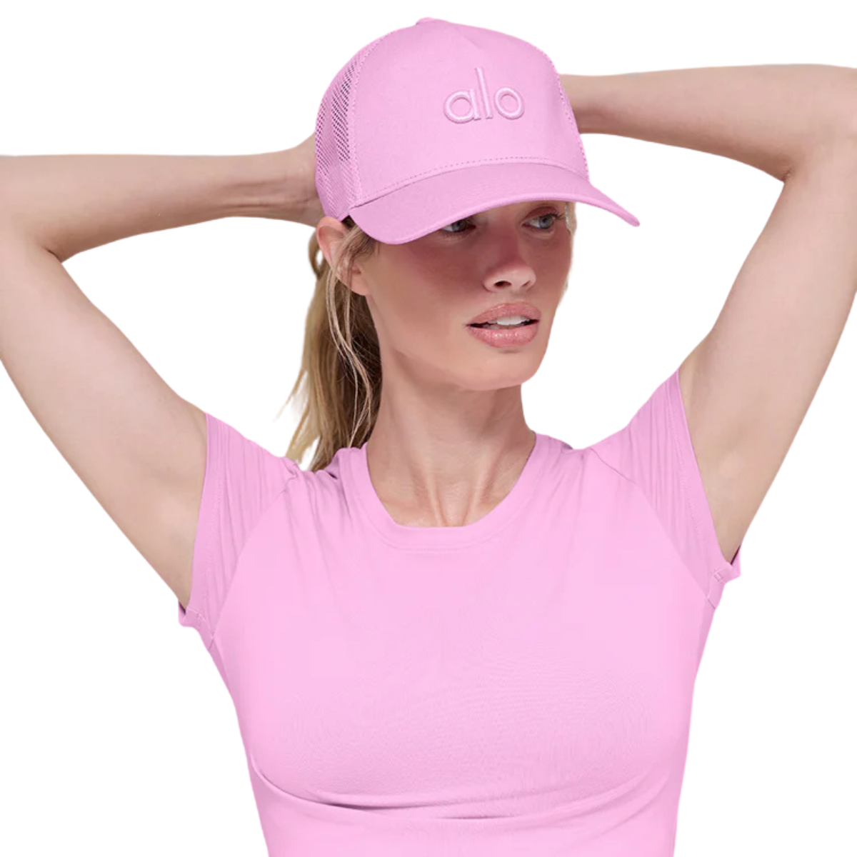Alo Yoga District Trucker Hat Candy Heart Pink
