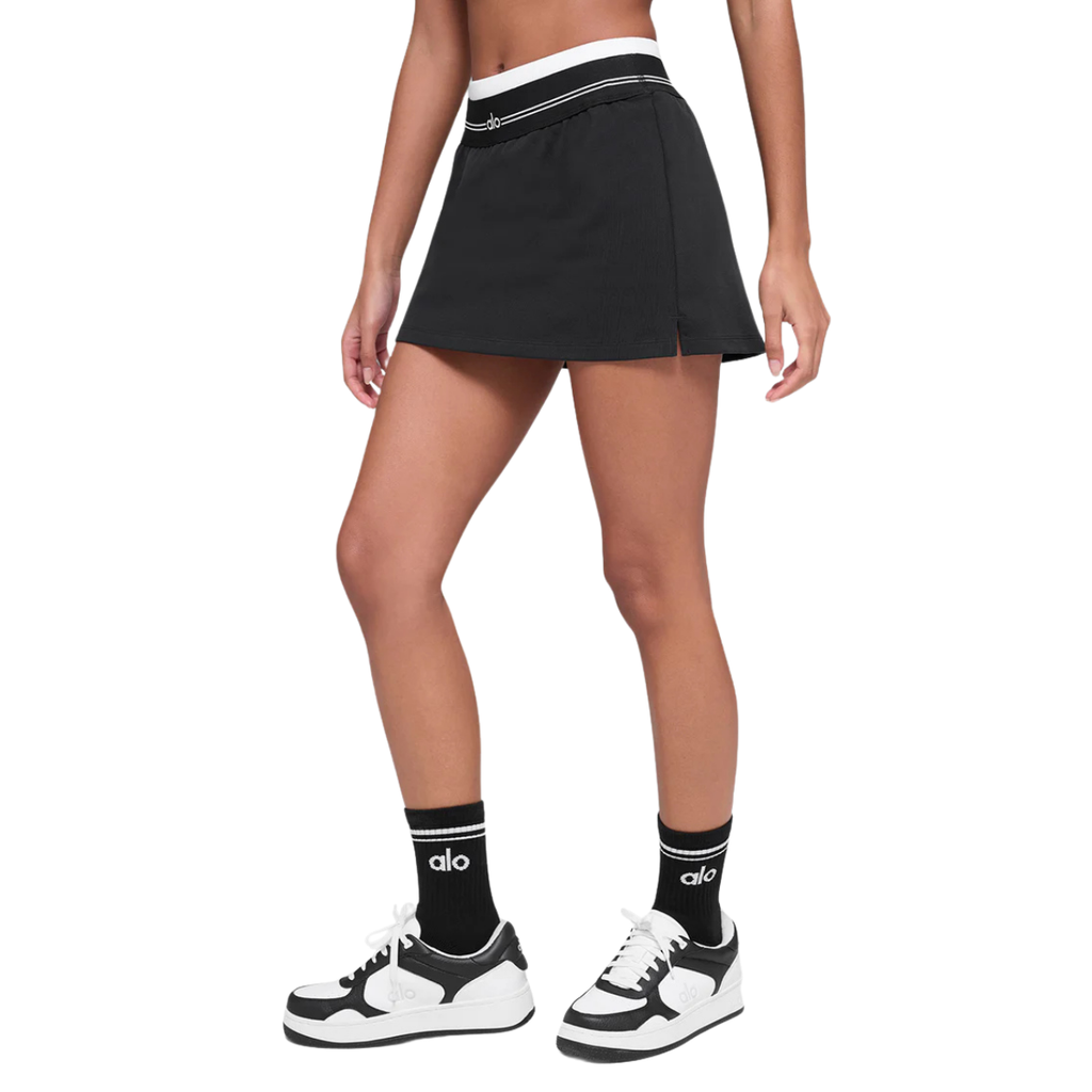 Alo Yoga Women's Airbrush Better Together Tennis Skirt Black White