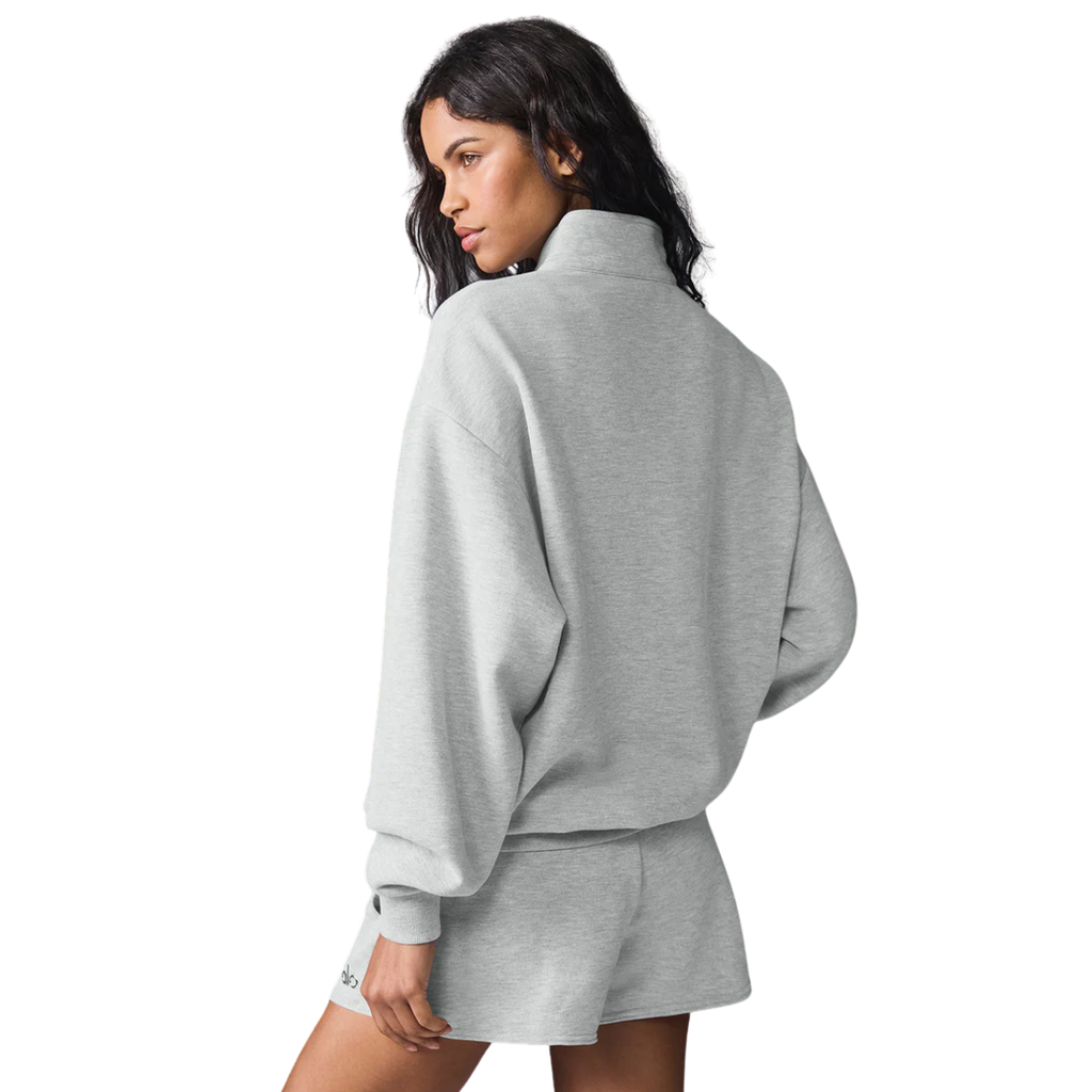 Alo Yoga Women's Accolade 1/4 Zip Pullover Athletic Heather Grey