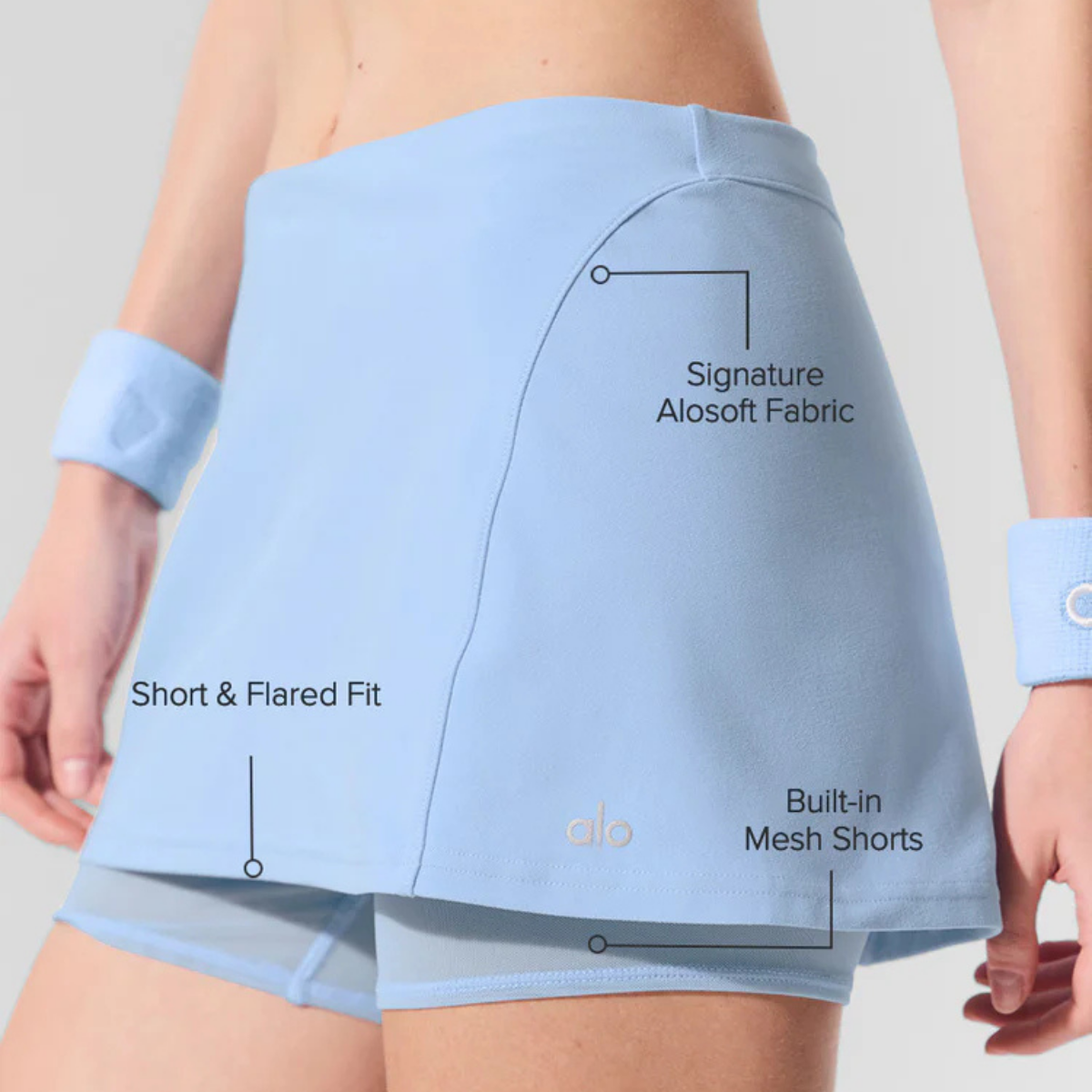 Alo Yoga Women's Alosoft Serve It Up Skirt Seashell Blue