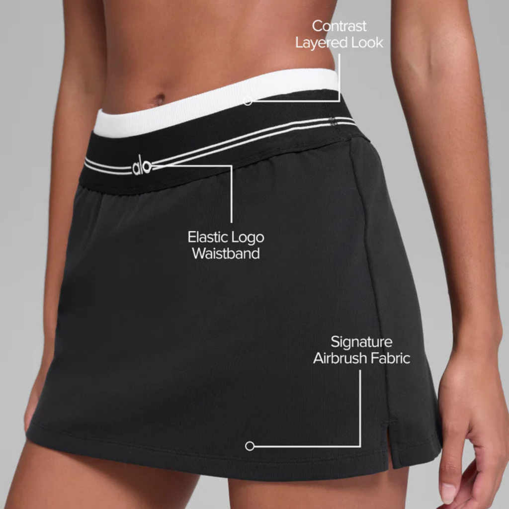 Alo Yoga Women's Airbrush Better Together Tennis Skirt Black White