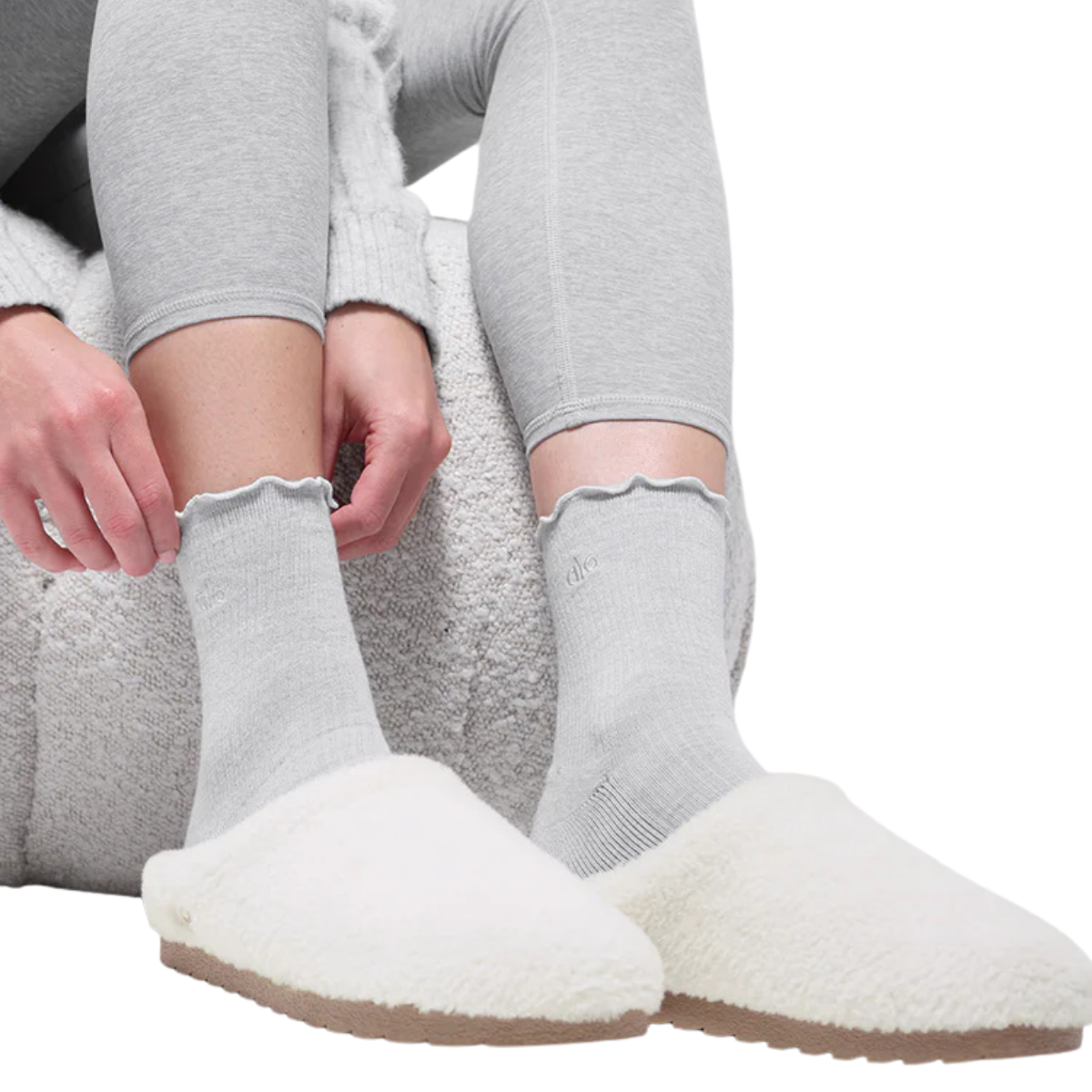 Alo Yoga Women's Lettuce Edge Sock Athletic Heather Grey