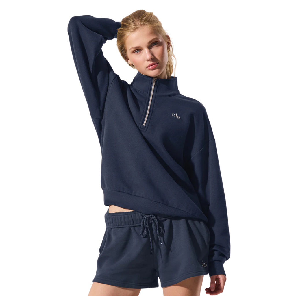 Alo Yoga Women's Accolade 1/4 Zip Pullover Navy