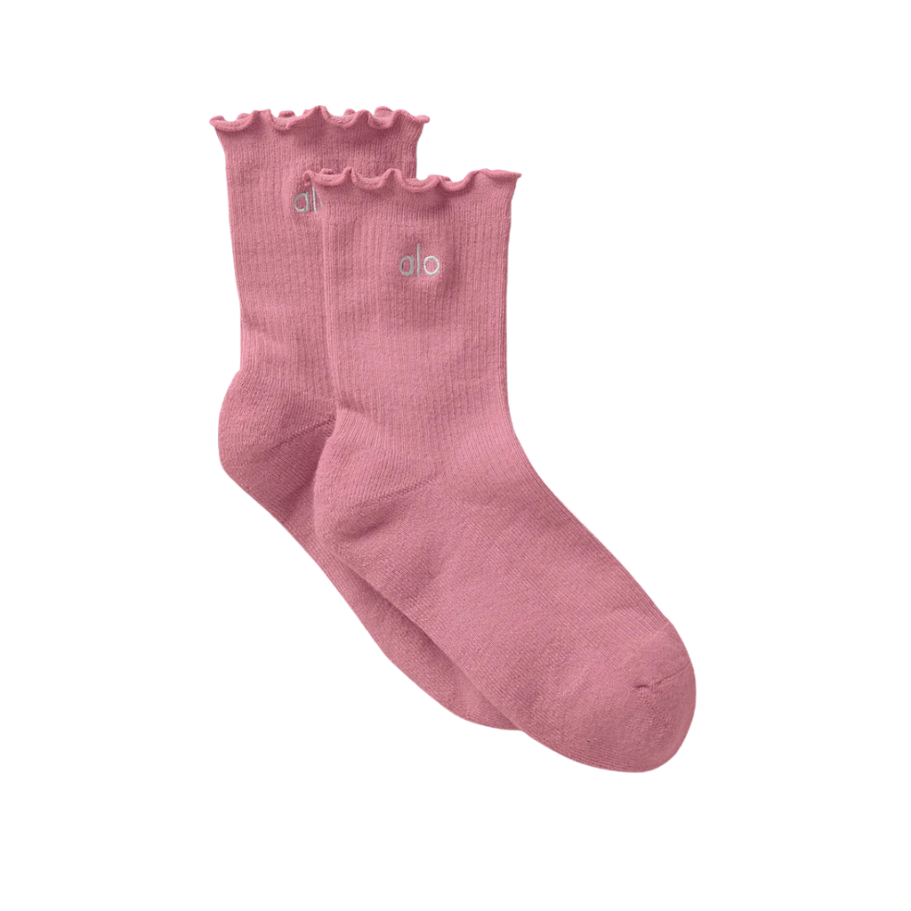 Alo Yoga Women's Lettuce Edge Sock Pink Wild Rose