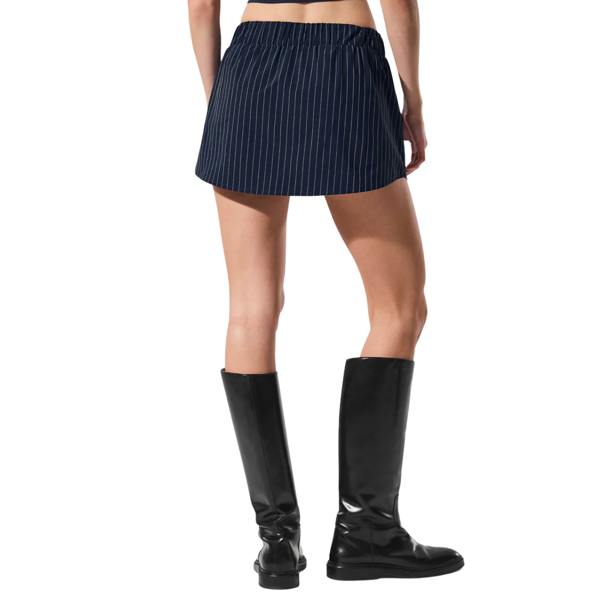 Alo Yoga Women's Pinstripe Daylight Mini Skirt Navy Ivory