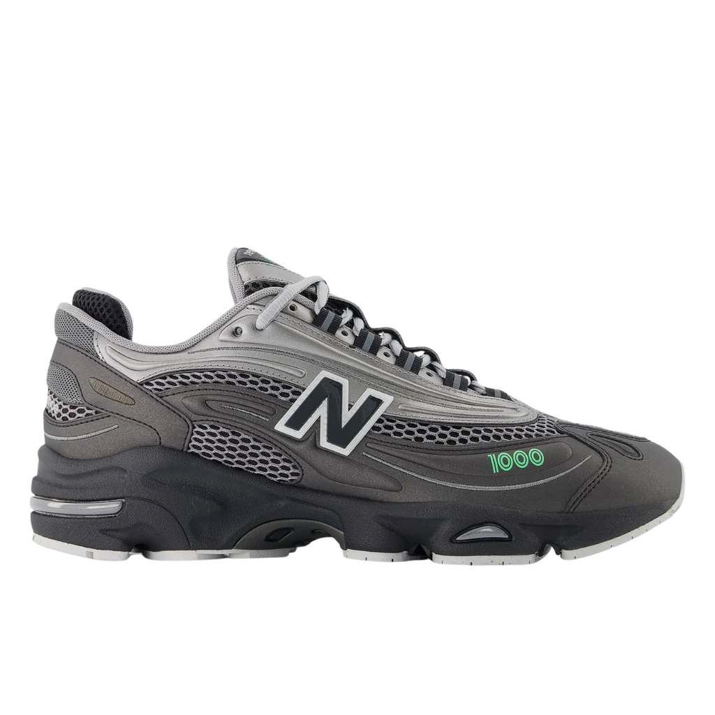 New Balance 1000 Dark Silver Metallic Lime Leaf