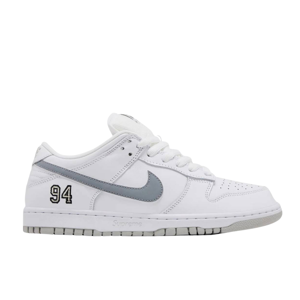 Nike SB Dunk Low Supreme 94 White Metallic Silver