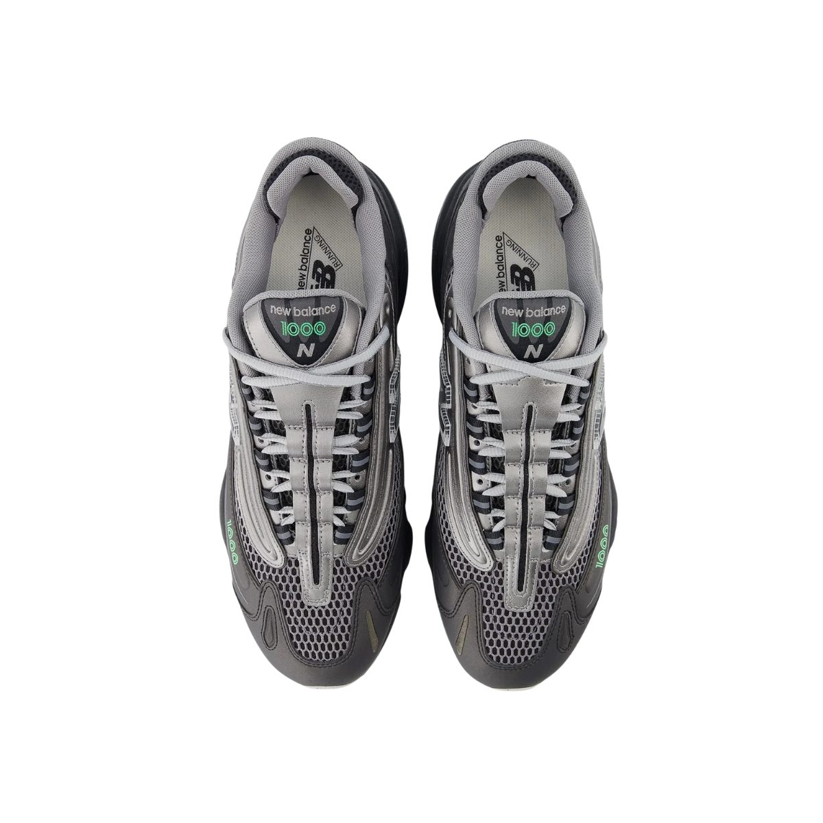 New Balance 1000 Dark Silver Metallic Lime Leaf