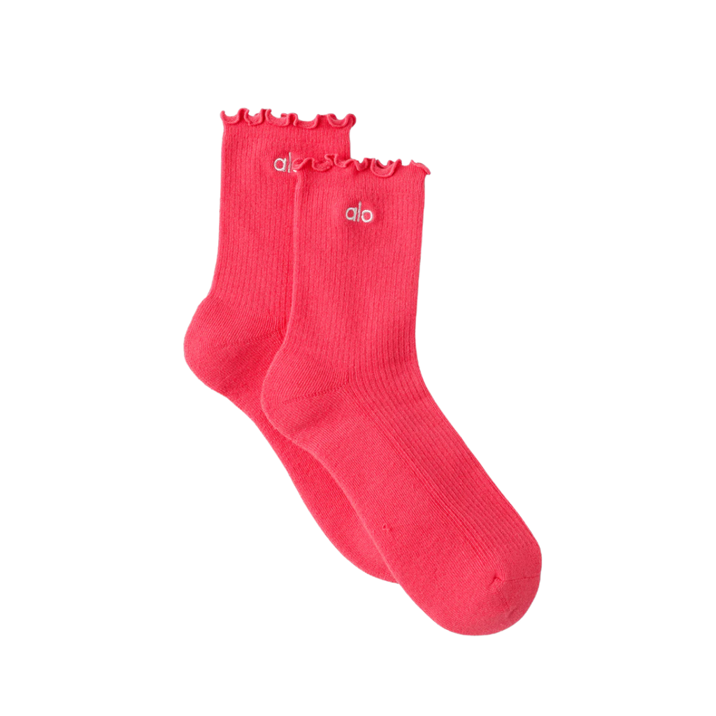 Alo Yoga Women's Lettuce Edge Sock Candy Red
