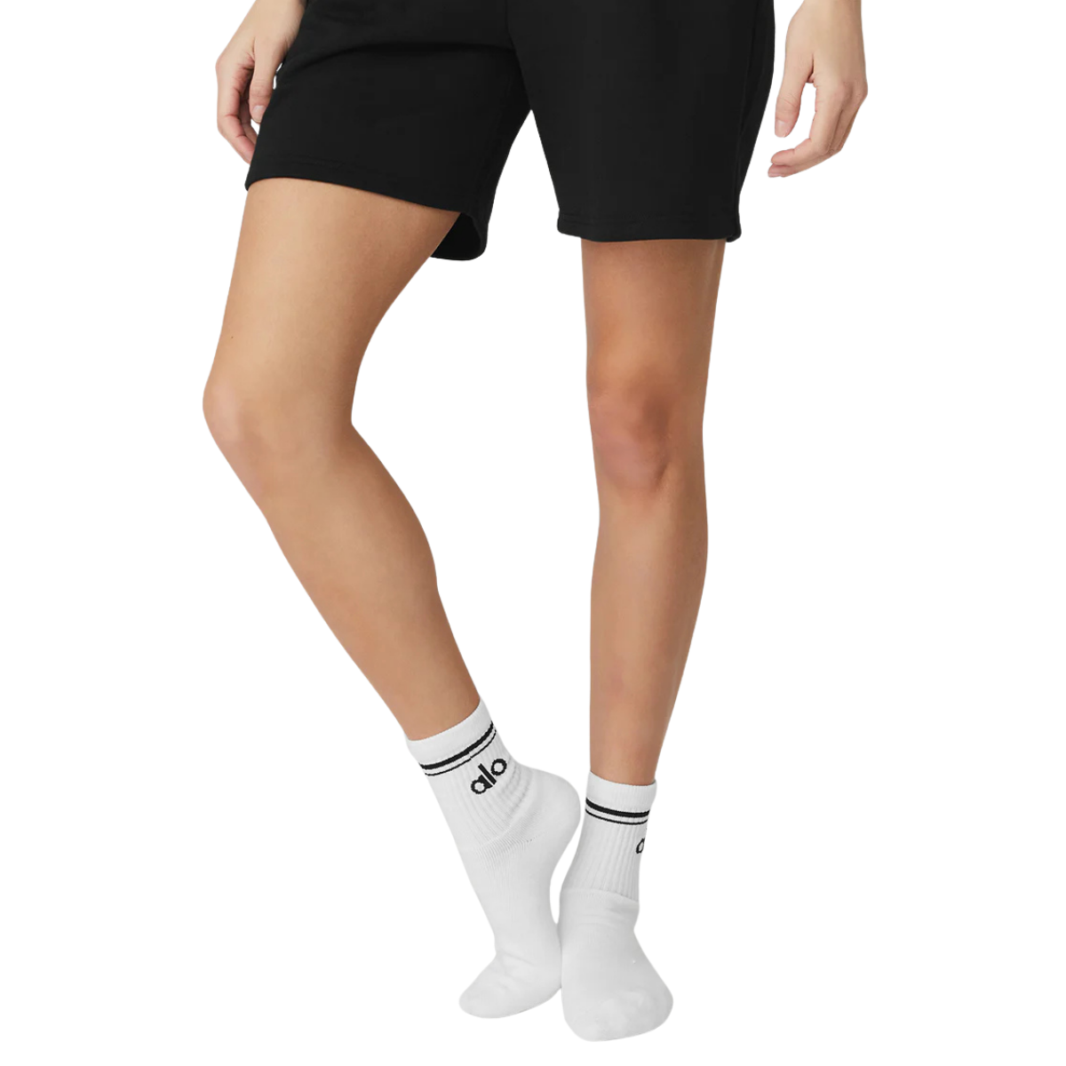 Alo Yoga Unisex Half-Crew Throwback Sock White Black
