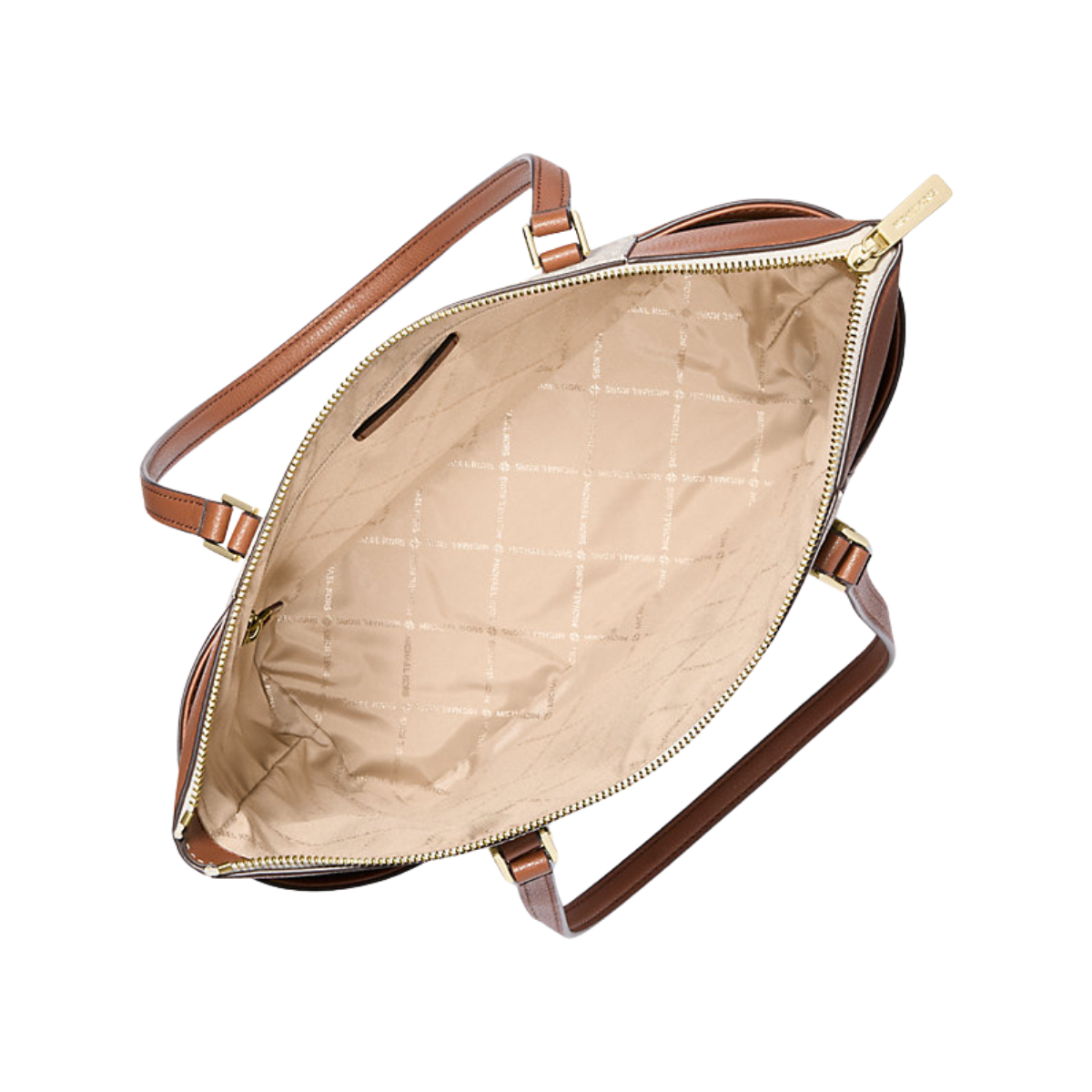 Michael Kors Charlotte Large Logo and Leather Top-Zip Tote Bag Vanilla