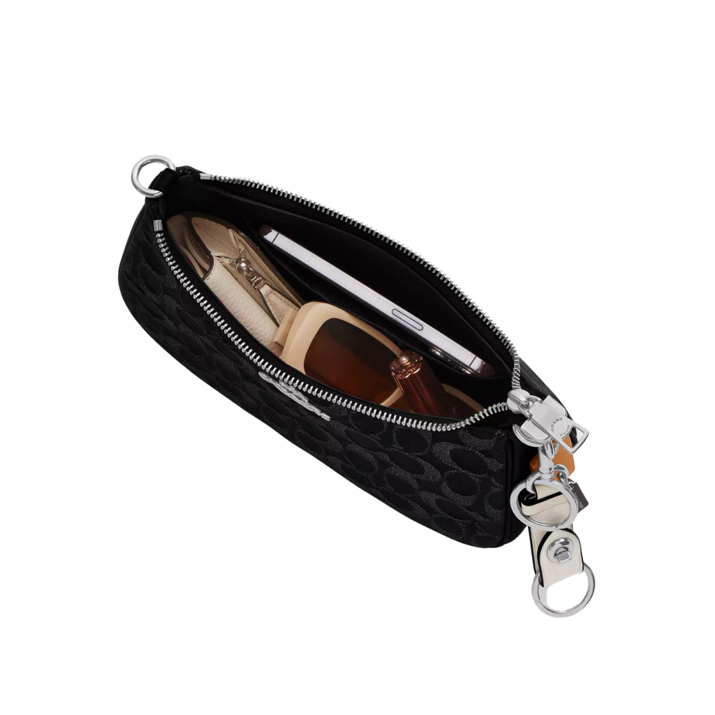 Coach Teri Shoulder Bag In Signature Denim Silver Black