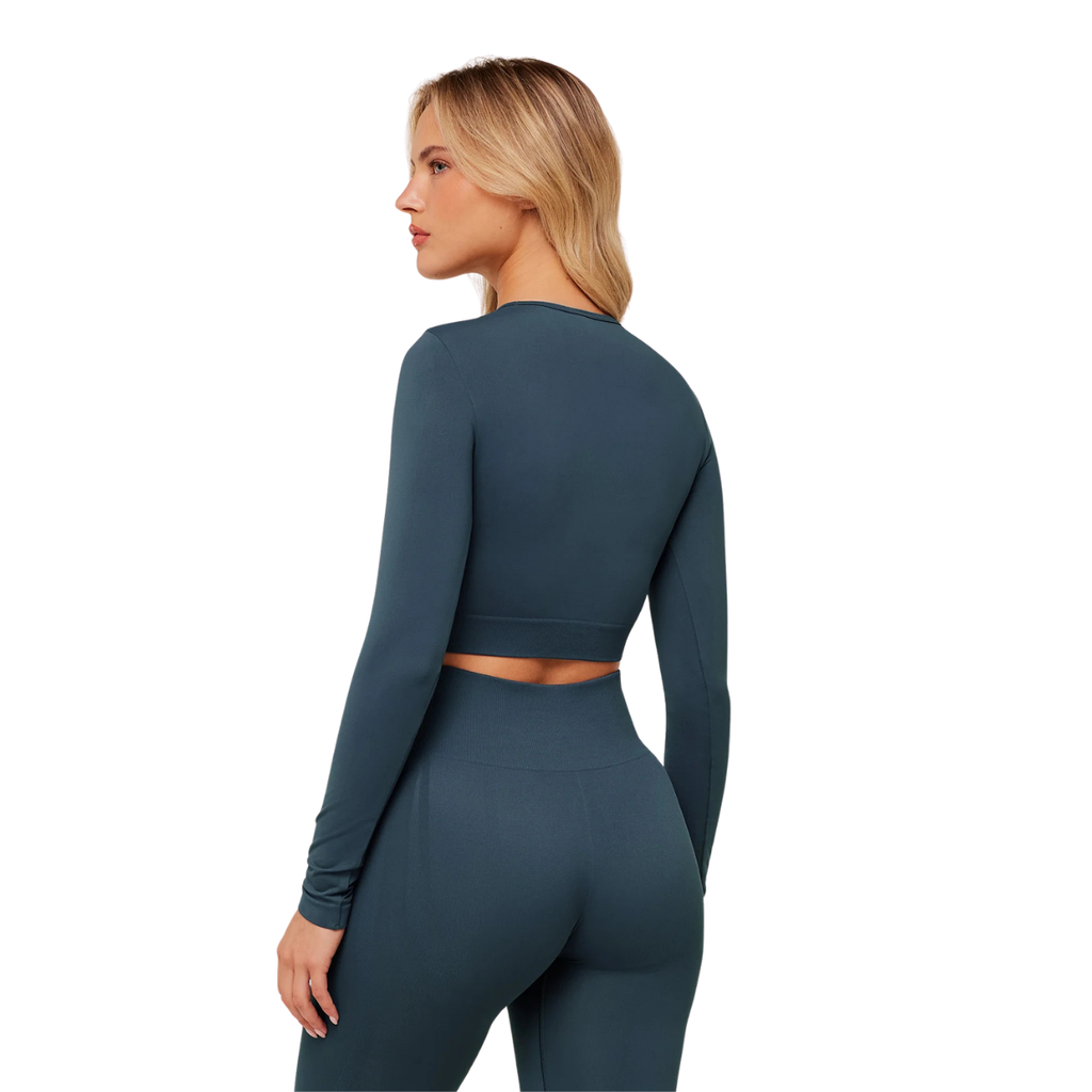 Women's Gymshark Everyday Seamless Long Sleeve Crop Top GS Stealth Blue