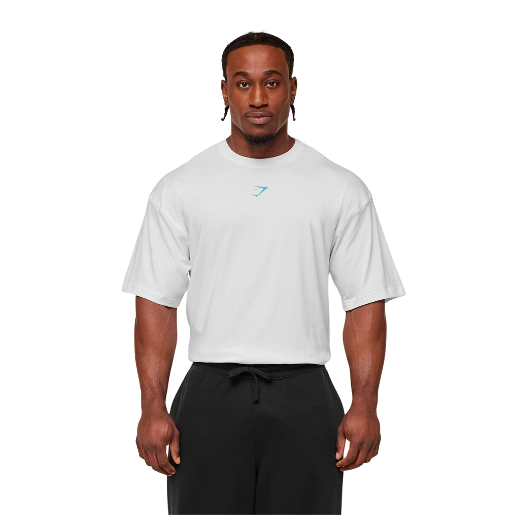 Gymshark Power T-Shirt GS White GS Brand Blue