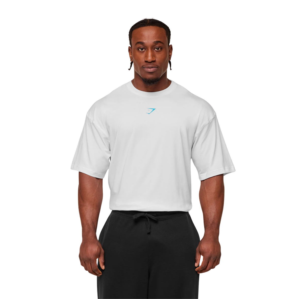 Gymshark Power T-Shirt GS White GS Brand Blue