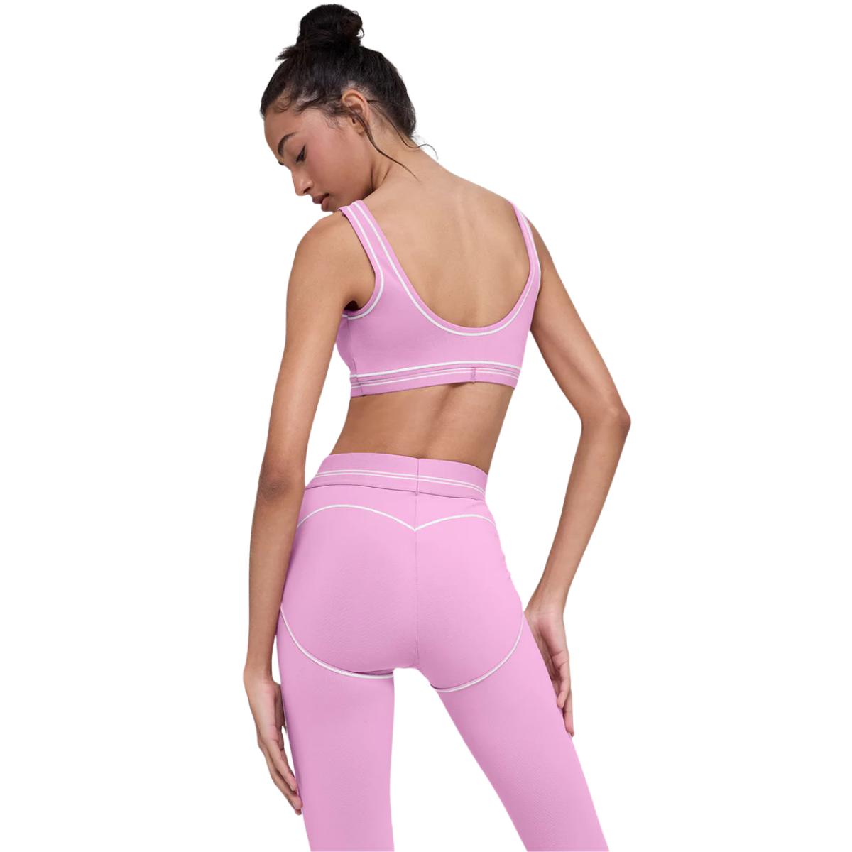 Alo Yoga Women's Airbrush Heart Throb Bra Candy Heart Pink White
