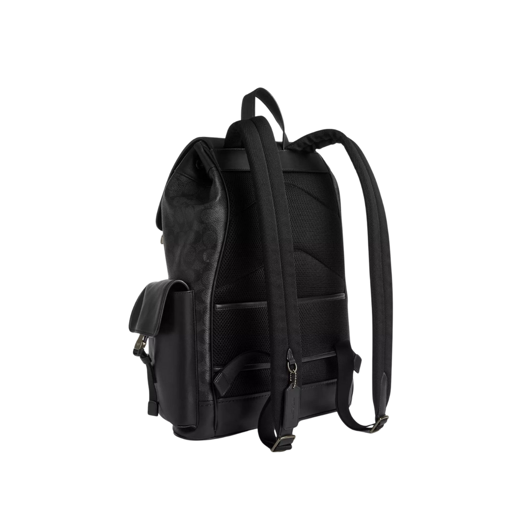 Coach Clark Backpack Signature Canvas Gunmetal Charcoal Black