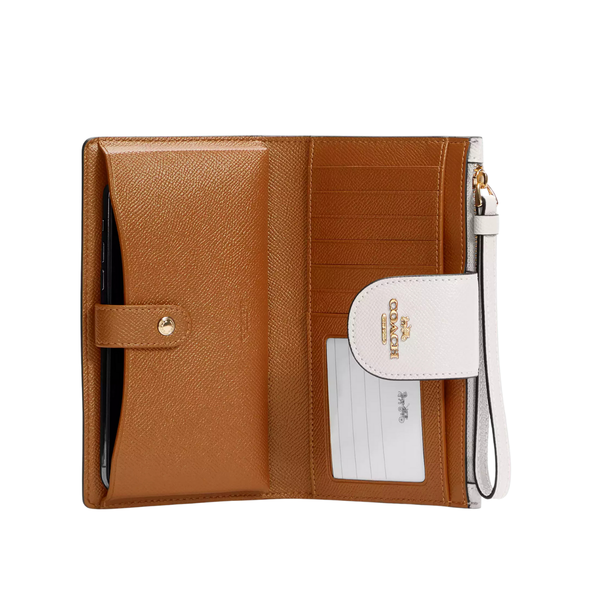 Coach Phone Wallet In Signature Canvas Gold Chalk