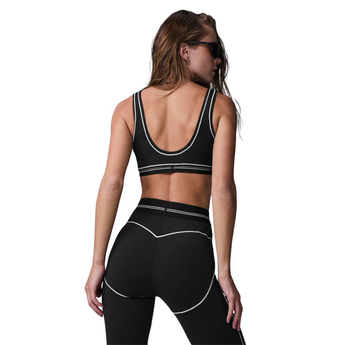 Alo Yoga Women's Airbrush Heart Throb Bra Black White