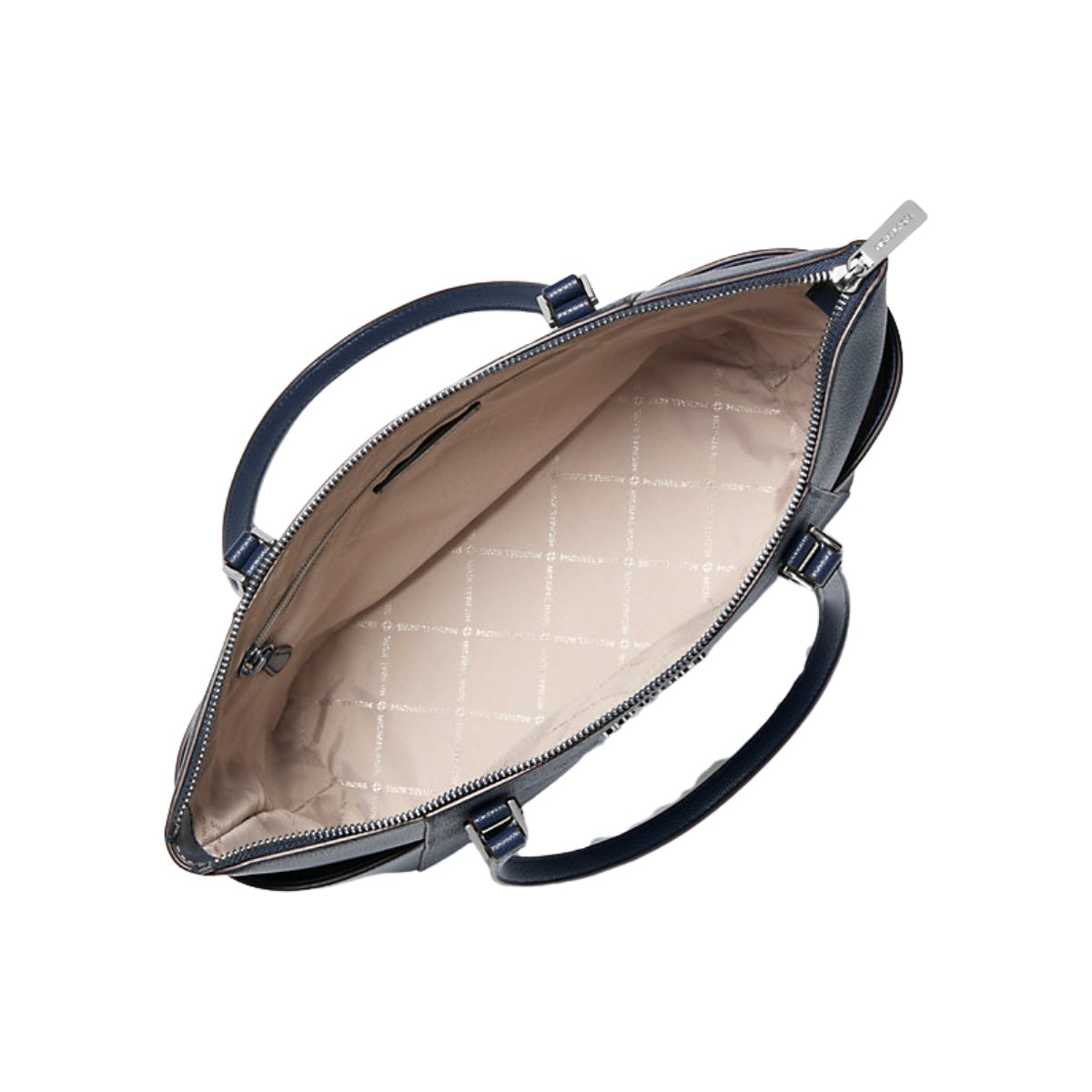 Michael Kors Charlotte Large Logo and Leather Top-Zip Tote Bag Admiral