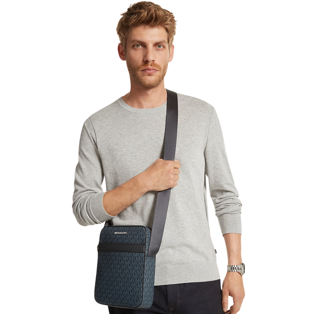 Michael Kors Cooper Signature Logo Flight Bag Admrl Plblue