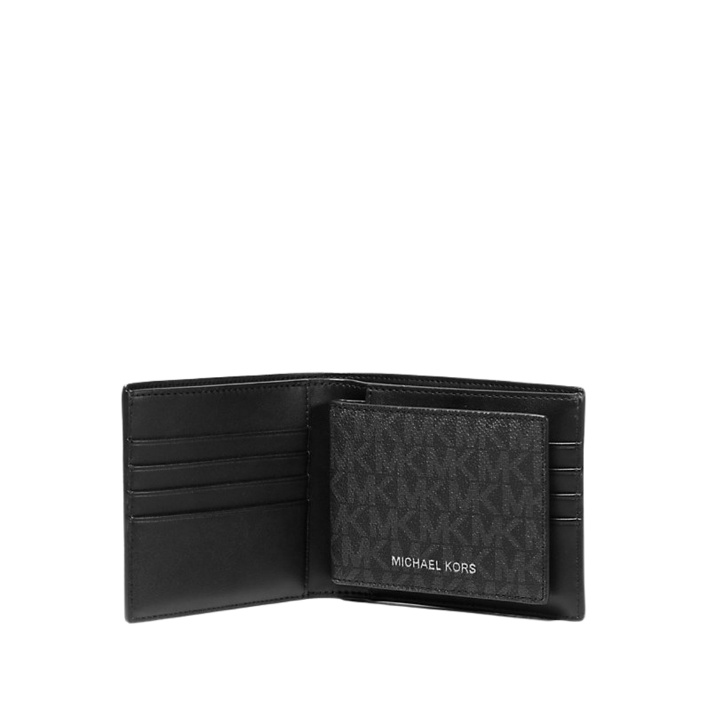 Michael Kors Cooper Logo Billfold Wallet With Passcase Black