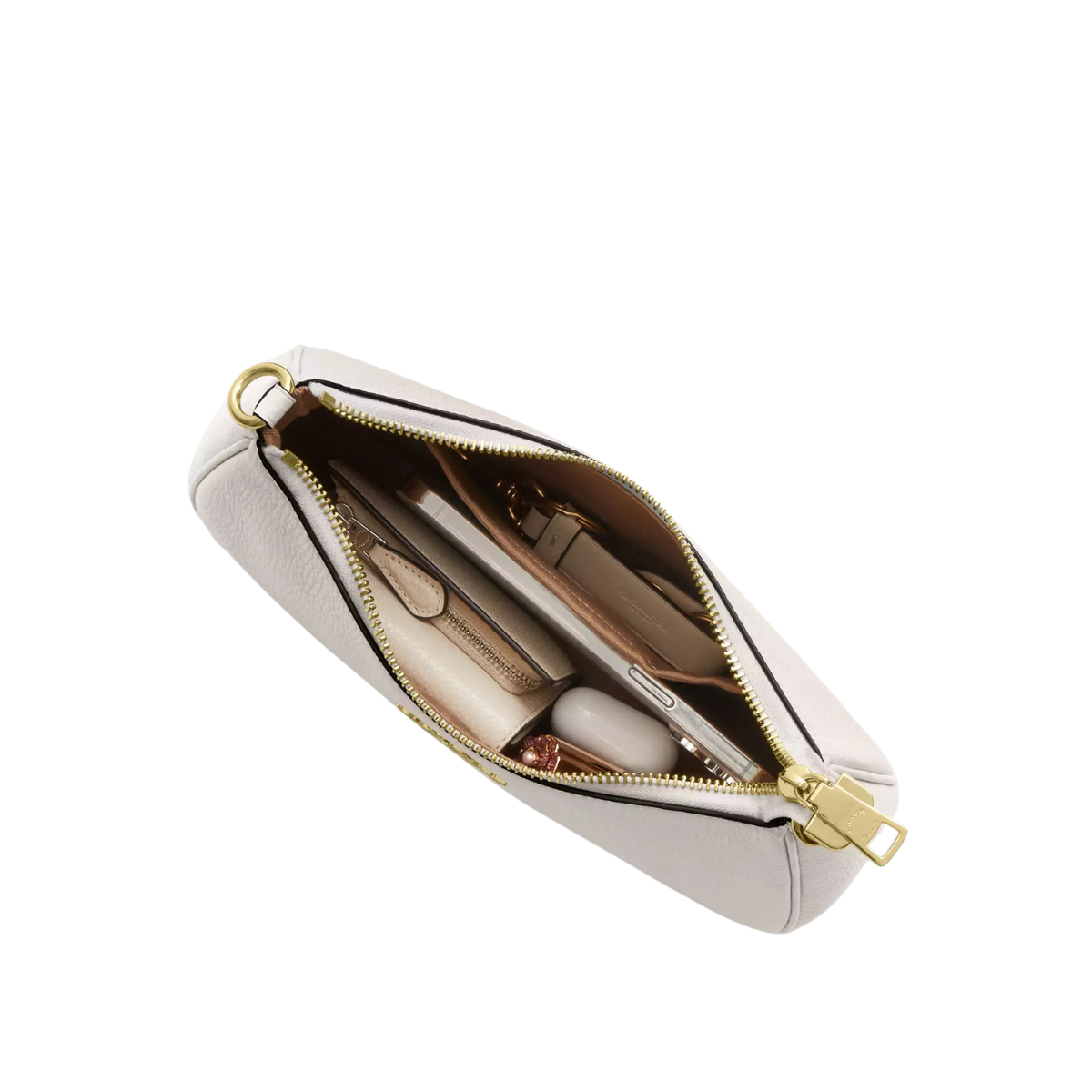 Coach Teri Shoulder Bag Pebbled Leather Gold Chalk