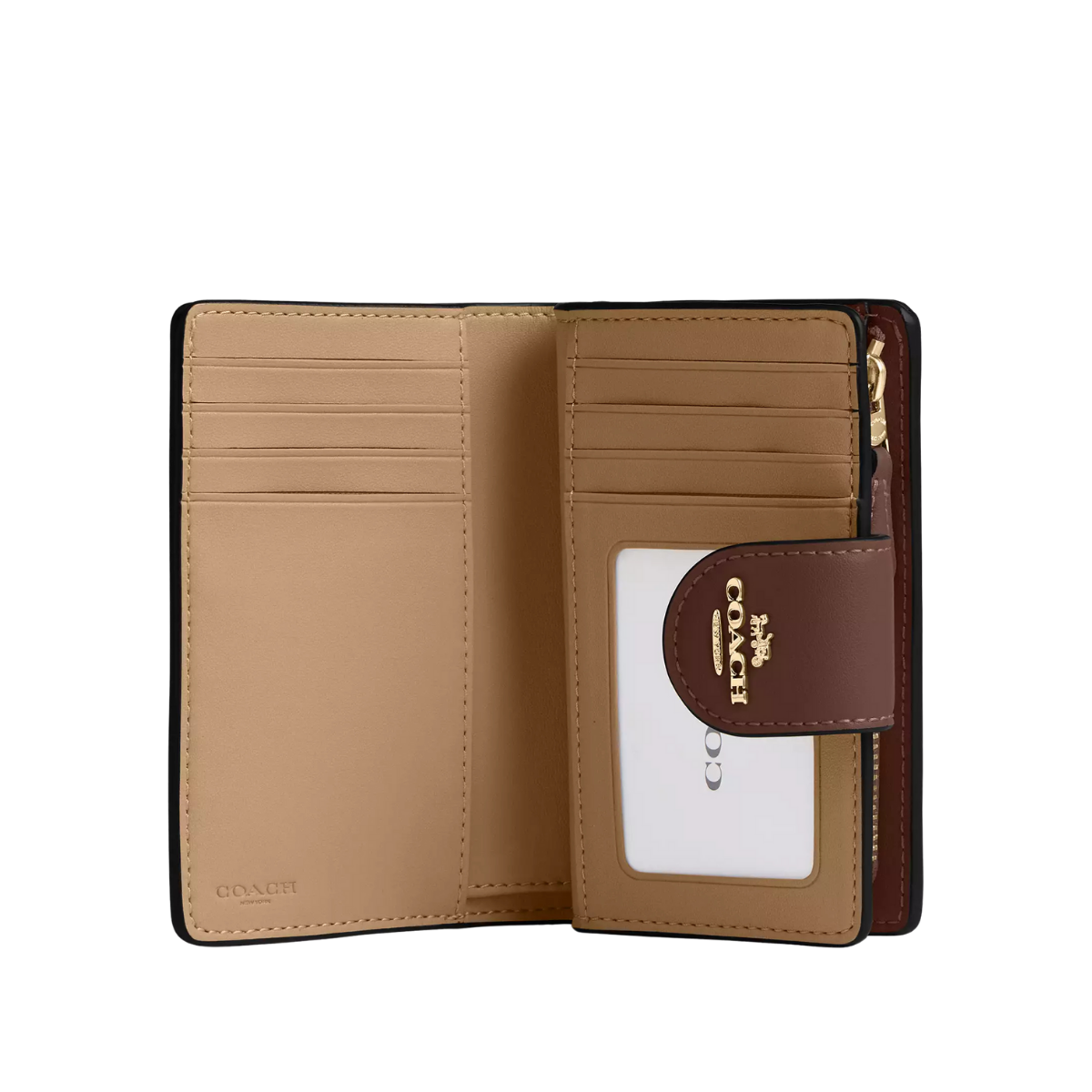 Coach Medium Corner Zip Wallet In Signature Canvas Gold Gold Tan Brown