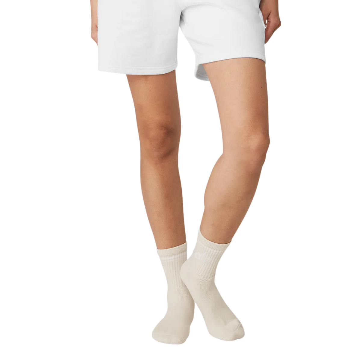Alo Yoga Unisex Half-Crew Throwback Sock Bone White
