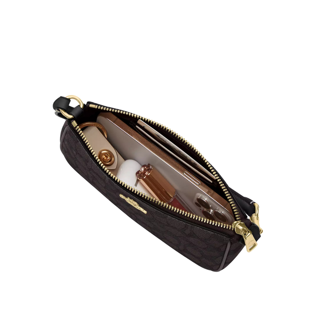 Coach Nolita 19 In Signature Canvas Gold Walnut Black