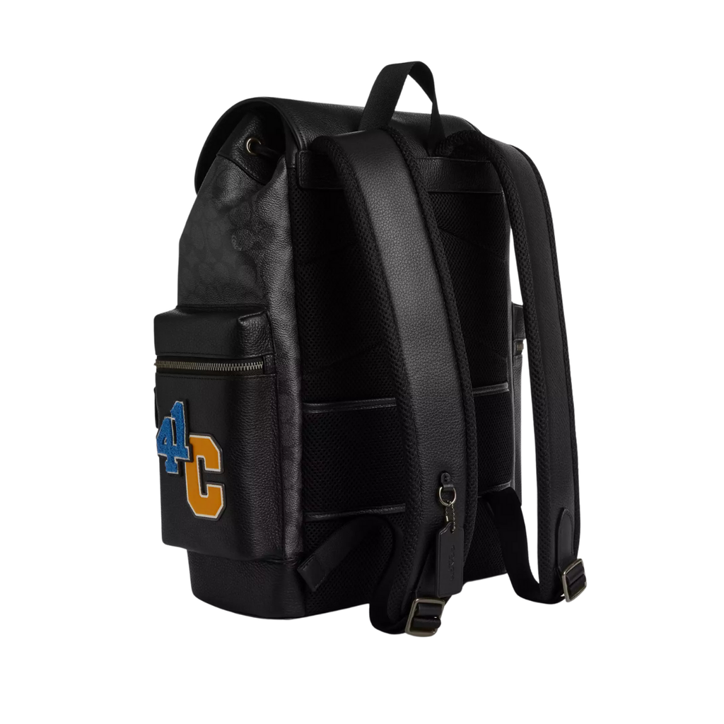 Coach Sprint Backpack In Signature Canvas With Patches Gunmetal Charcoal Multi