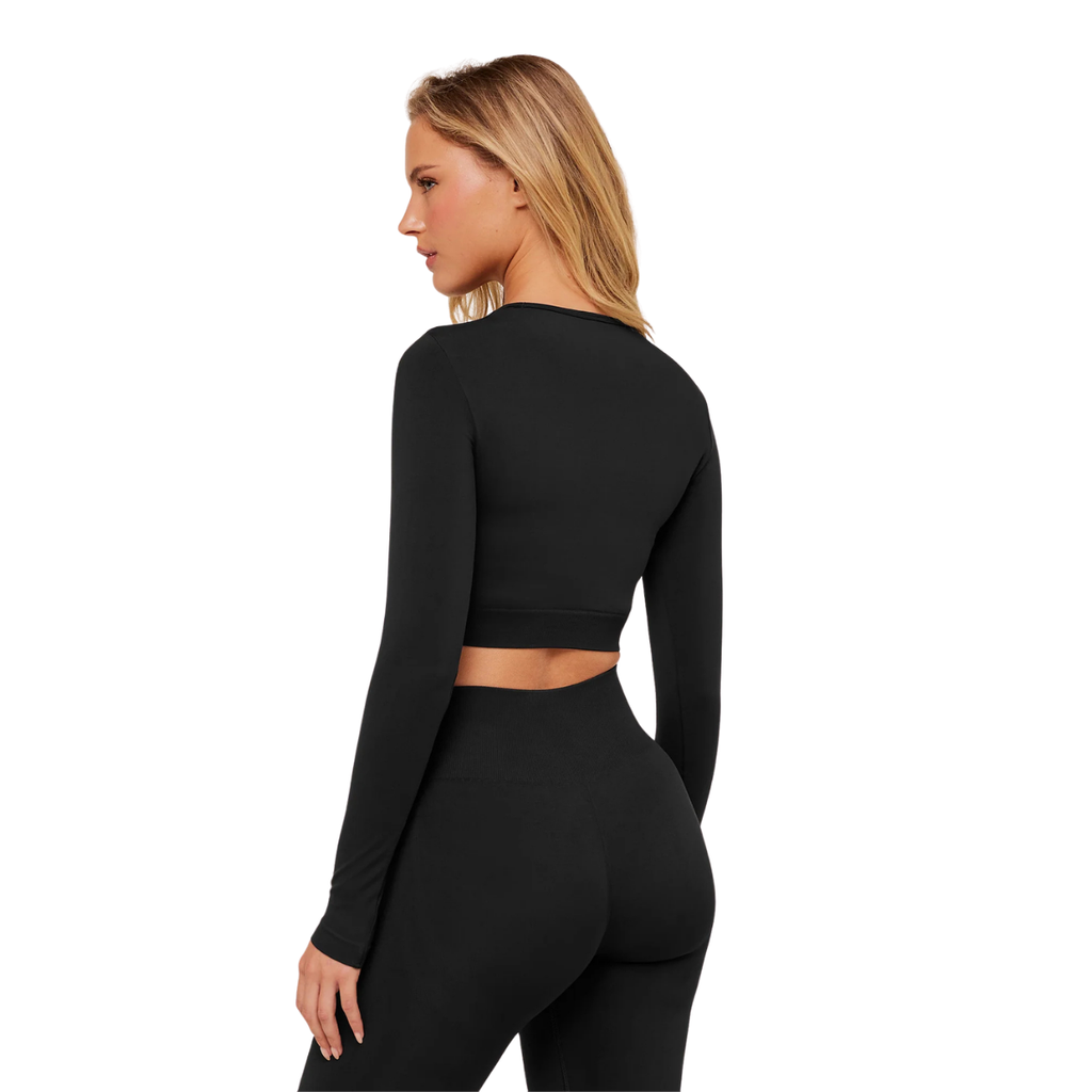 Women's Gymshark Everyday Seamless Long Sleeve Crop Top Black