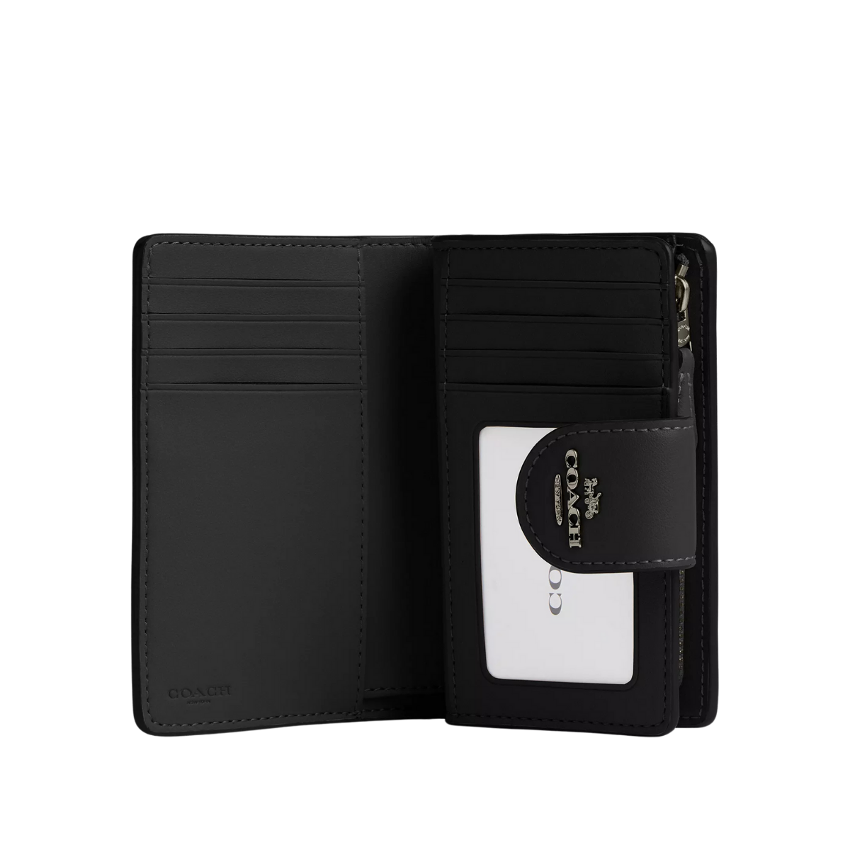 Coach Medium Corner Zip Wallet In Signature Canvas Gunmetal Charcoal Black