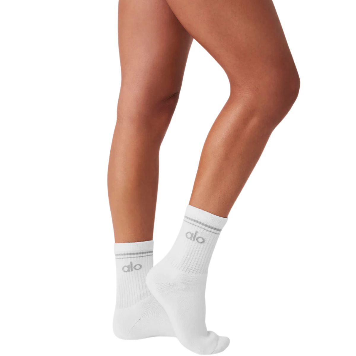 Alo Yoga Unisex Half-Crew Throwback Sock White Titanium