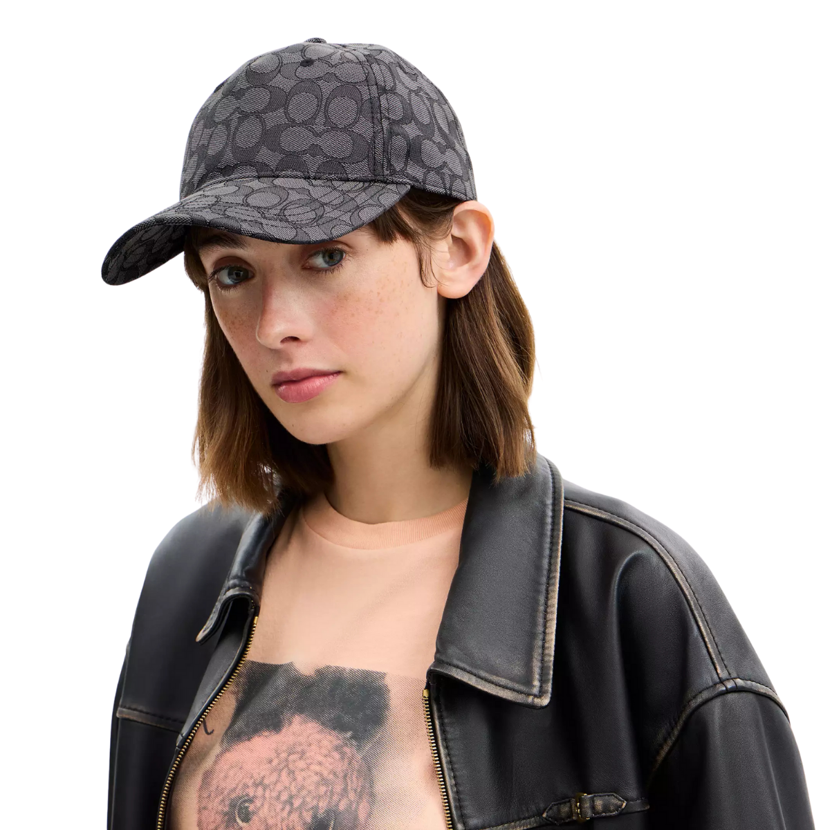 Coach Signature Jacquard Baseball Hat Charcoal