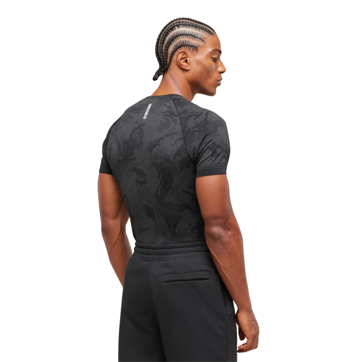 Gymshark Geo Seamless T-Shirt Black Charcoal Grey